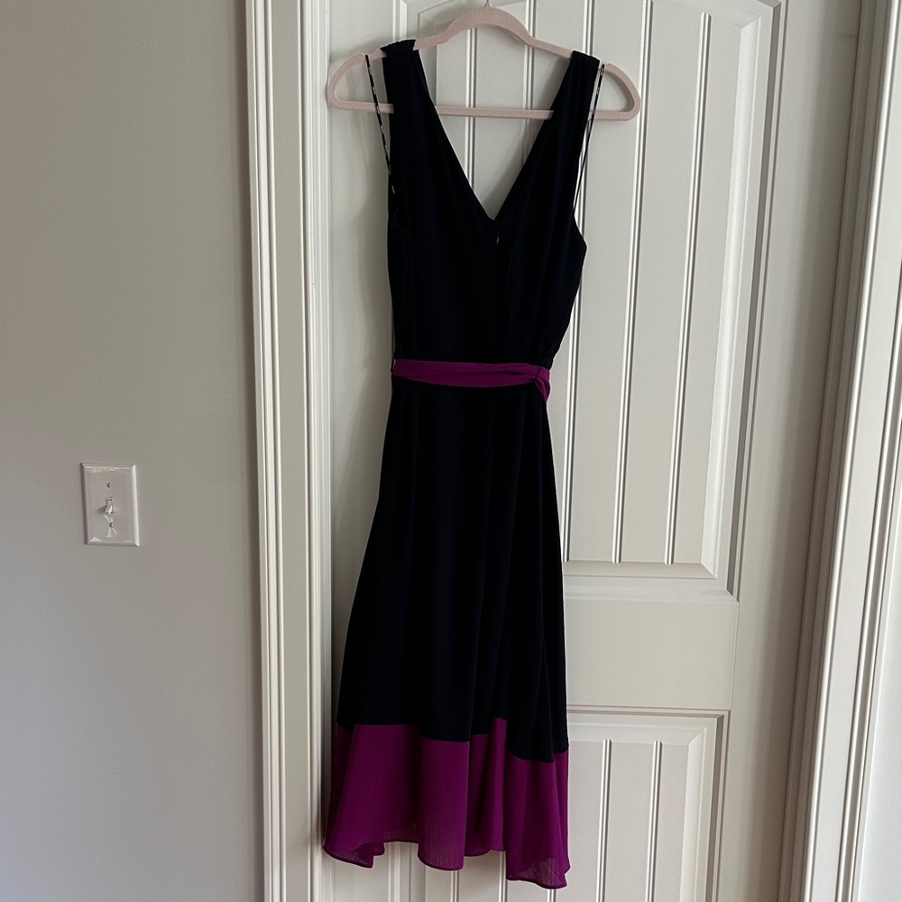 DKNY Navy blue and Purple High Low Dress
